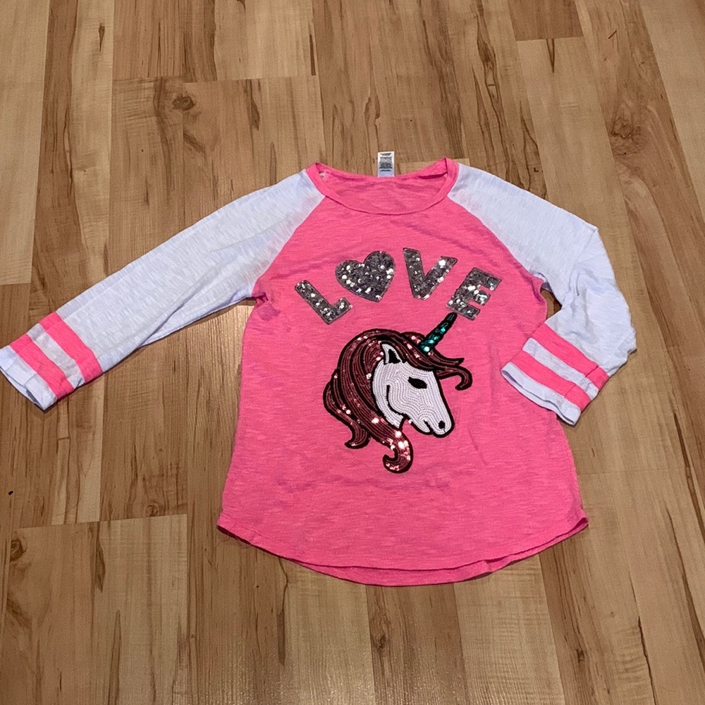Girls size 16 LOVE unicorn shirt